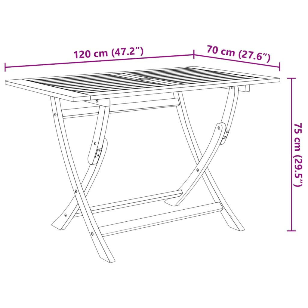 Set mobilier de exterior pliabil, 7 piese, lemn masiv de acacia