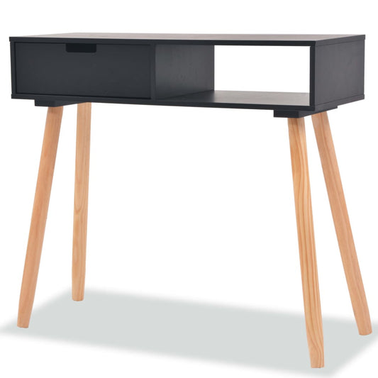 Console table, solid pine wood 80x30x72 cm, black