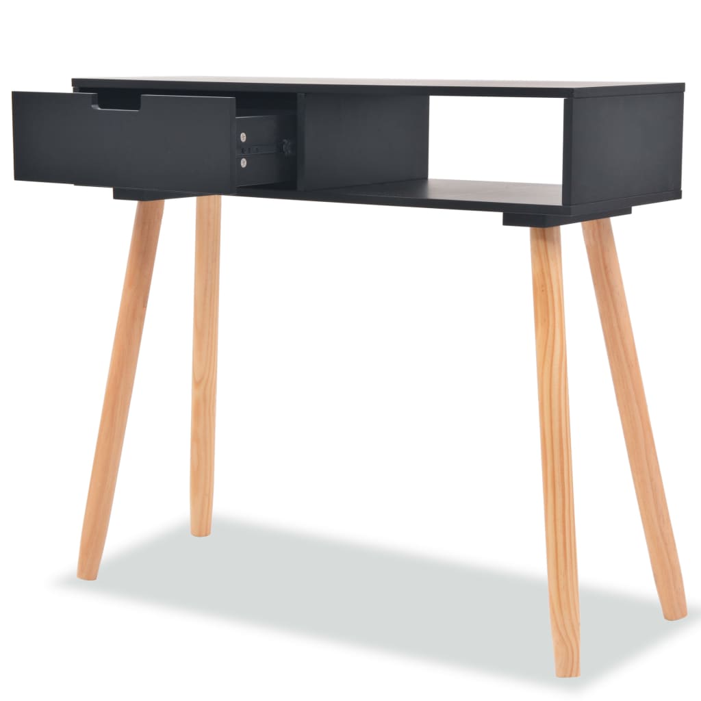 Console table, solid pine wood 80x30x72 cm, black