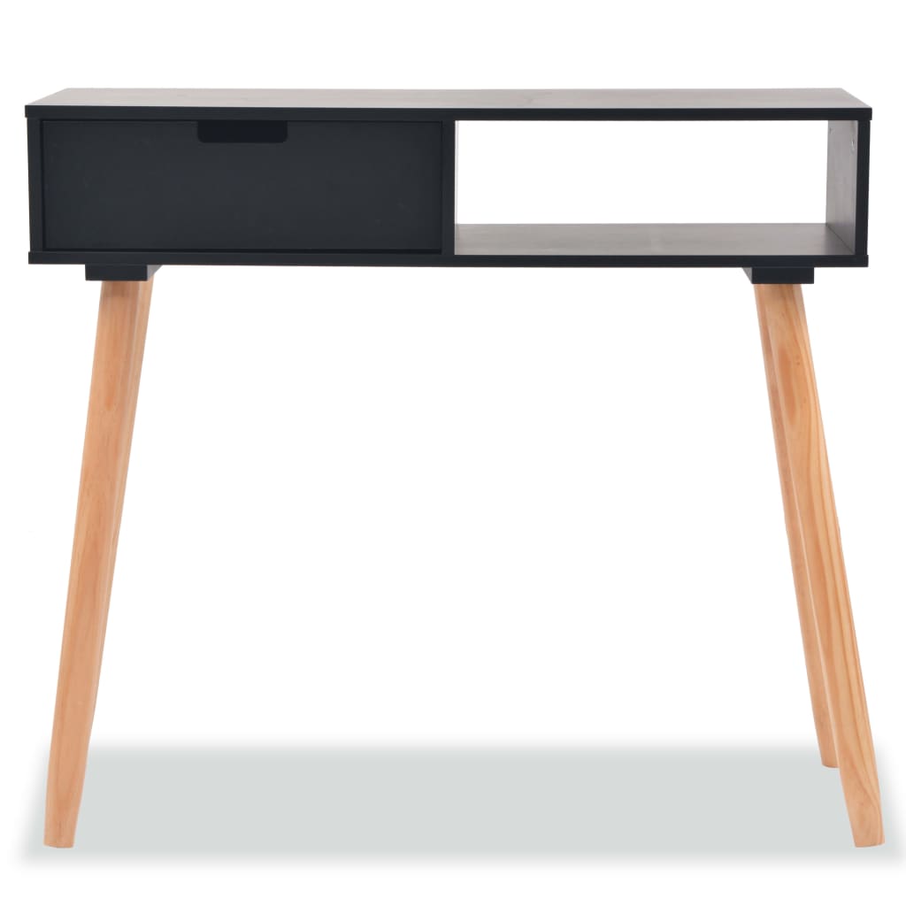 Console table, solid pine wood 80x30x72 cm, black