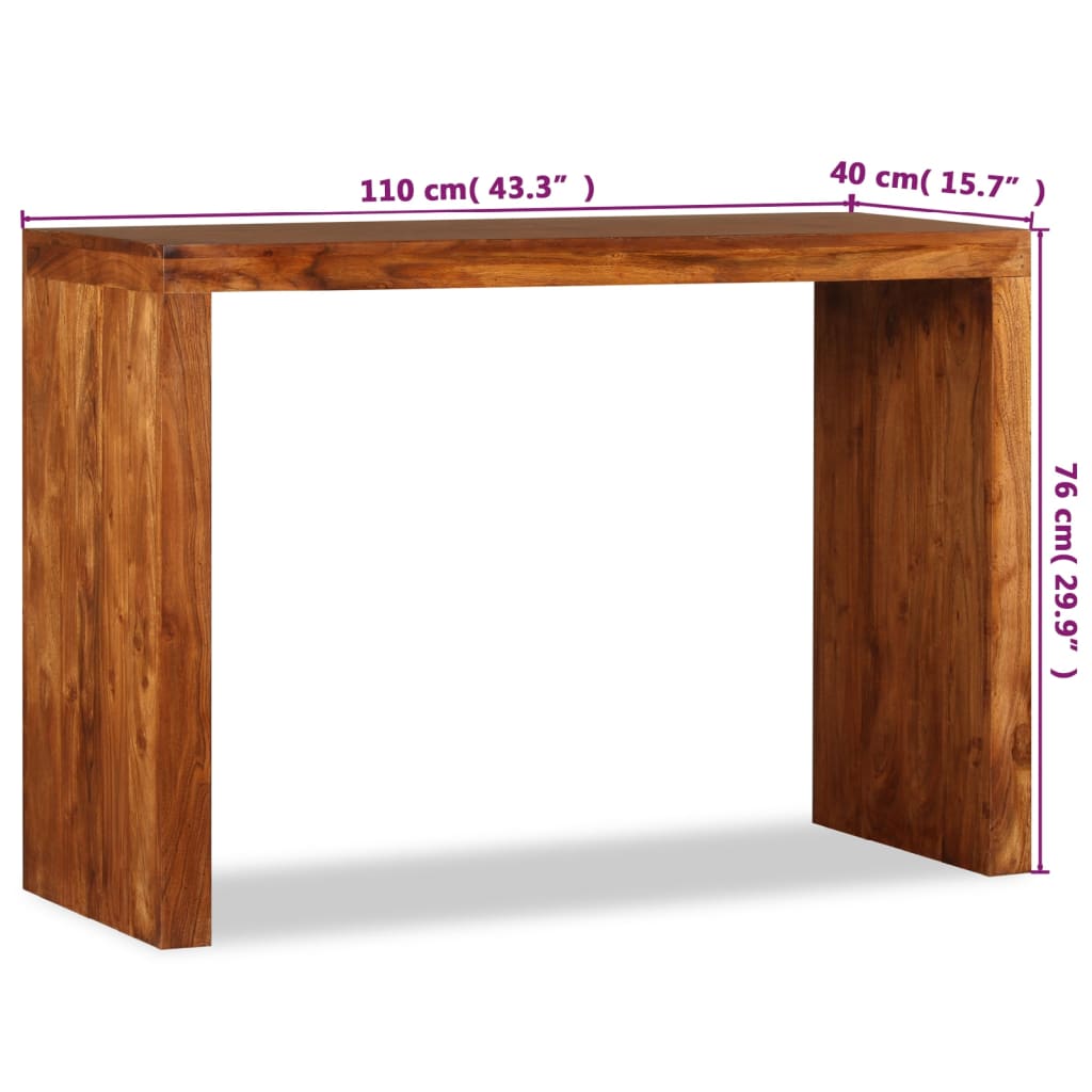 Console table, solid wood with honey finish, 110x40x76 cm