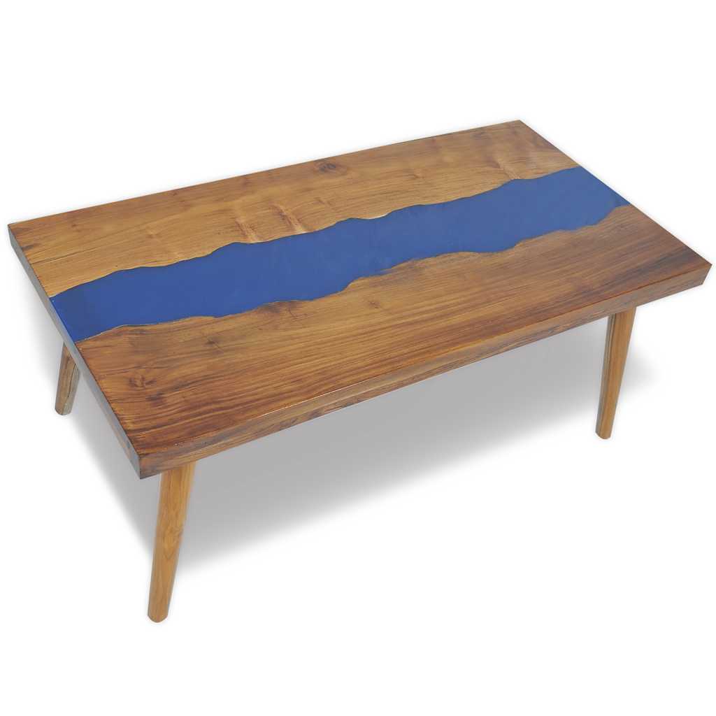 Coffee table Teak wood with epoxy resin 100x50x40 cm