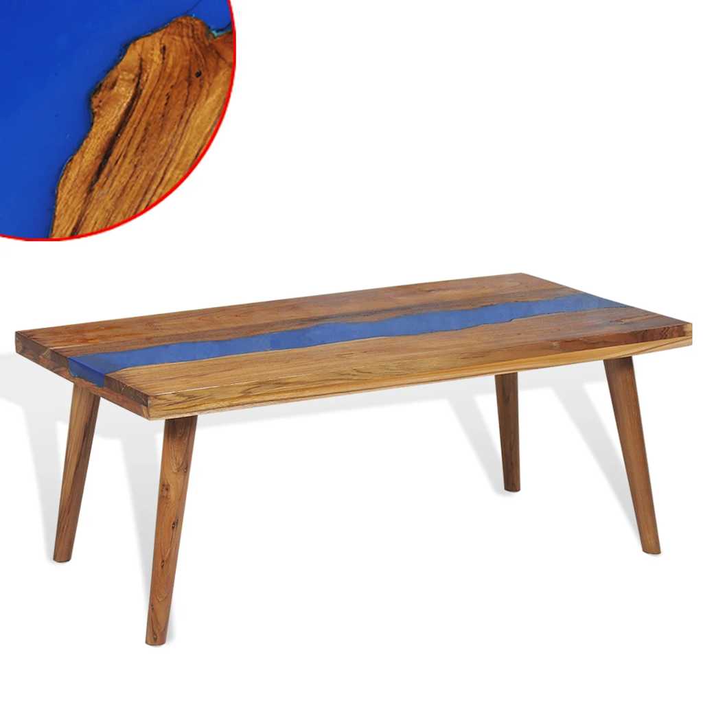 Coffee table Teak wood with epoxy resin 100x50x40 cm