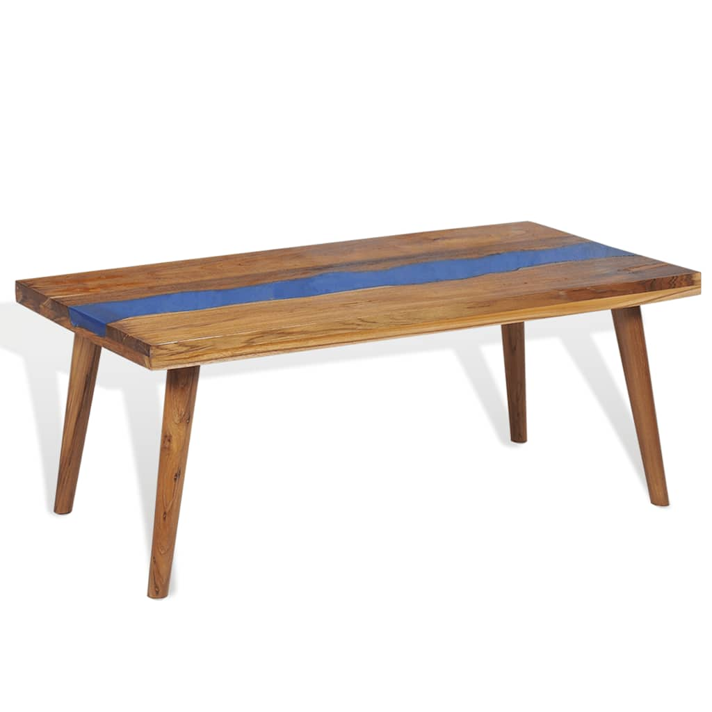 Coffee table Teak wood with epoxy resin 100x50x40 cm