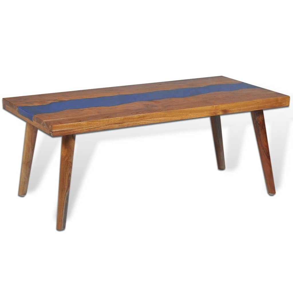 Coffee table Teak wood with epoxy resin 100x50x40 cm