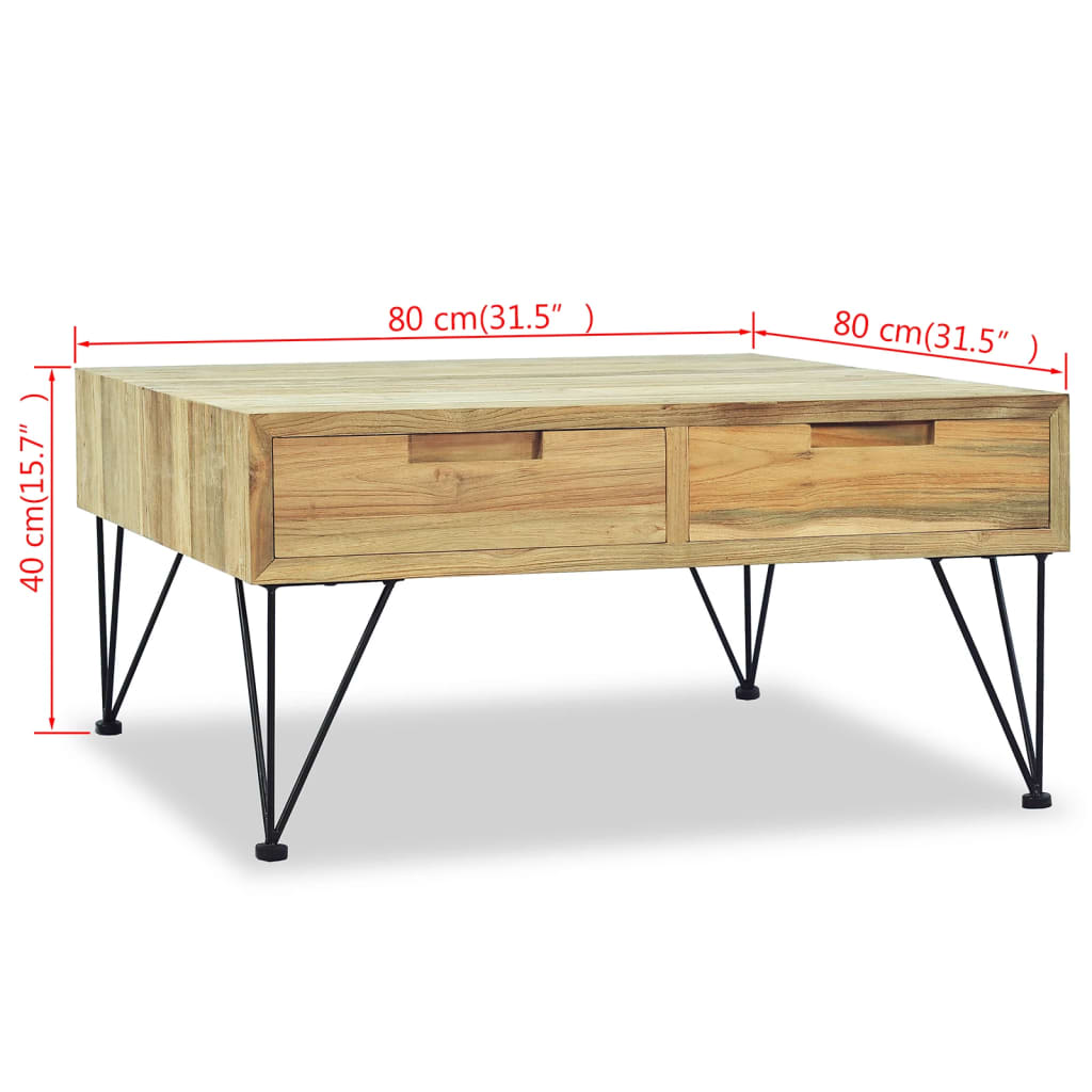 Coffee table, 80 x 80 x 40 cm, solid teak wood