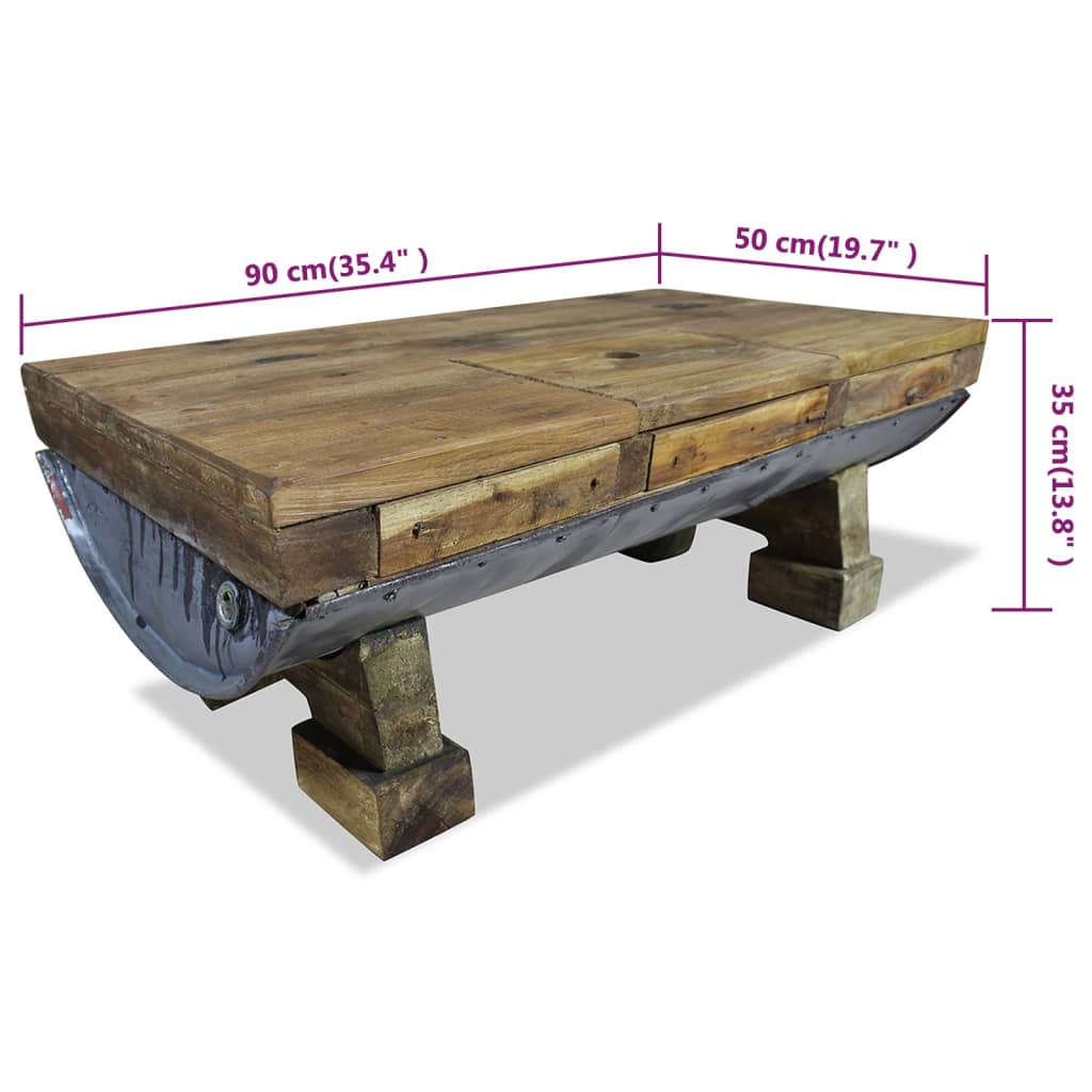 Coffee table, 90x50x35 cm, recycled wood mix