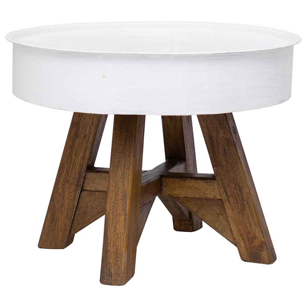 Coffee table, white, 60 x 45 cm, solid recycled wood