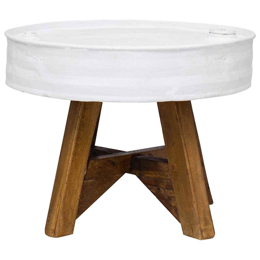 Coffee table, white, 60 x 45 cm, solid recycled wood