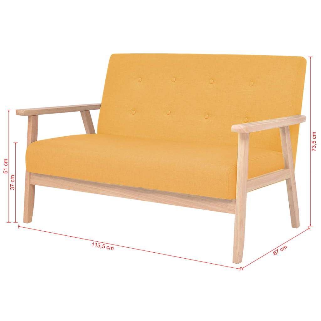 2-seater sofa, yellow, fabric