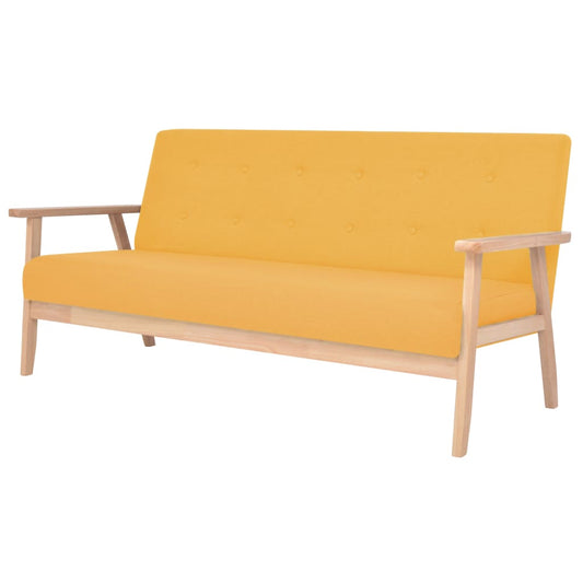 3-seater sofa, yellow, fabric