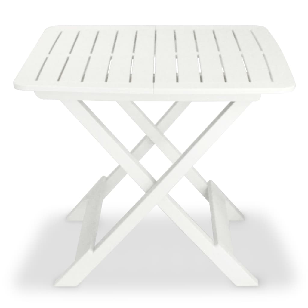 Set mobilier bistro pliabil, 3 piese, alb, plastic