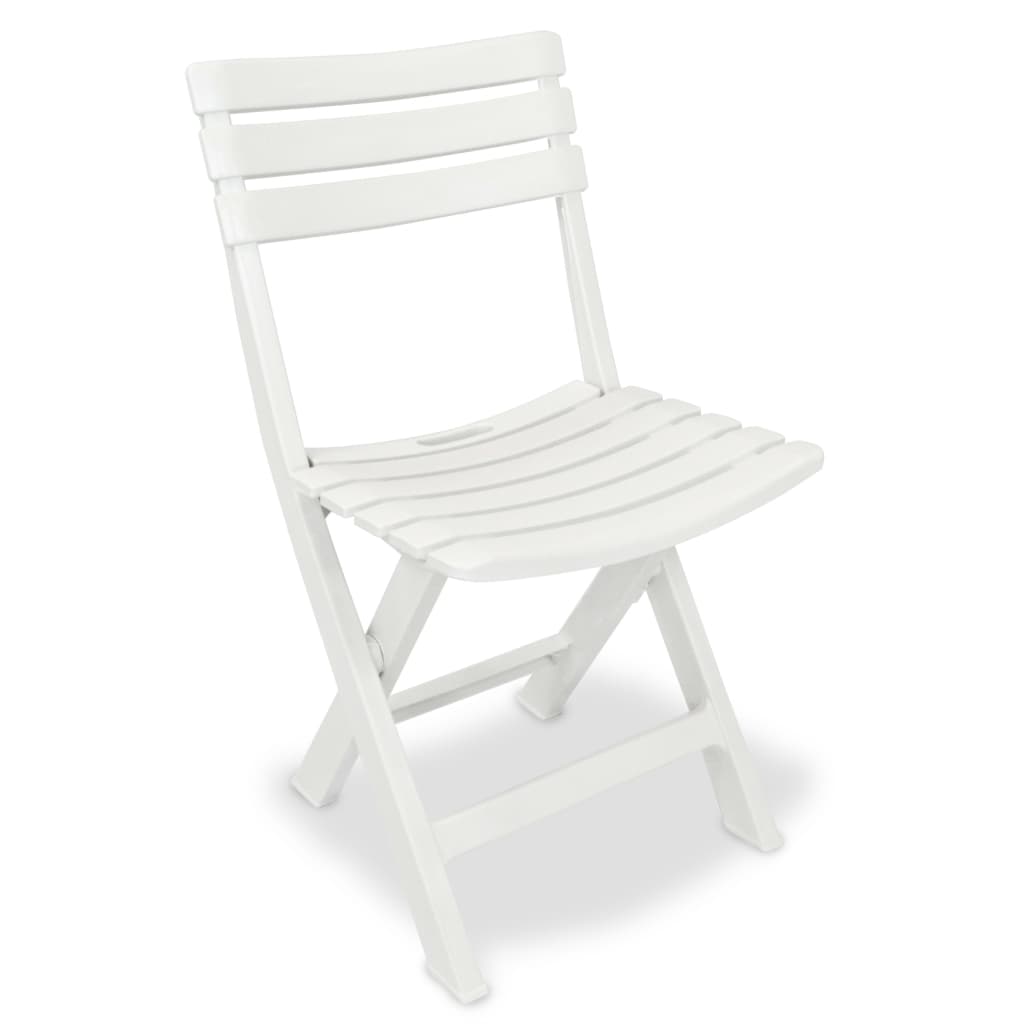 Folding bistro furniture set, 3 pieces, white, plastic