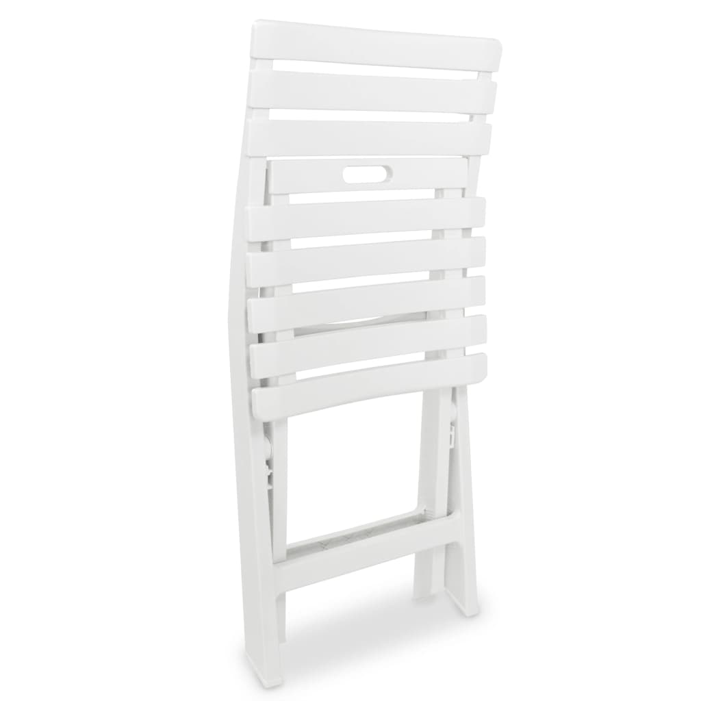 Folding bistro furniture set, 3 pieces, white, plastic