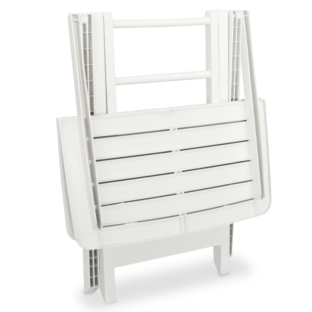 Folding bistro furniture set, 3 pieces, white, plastic