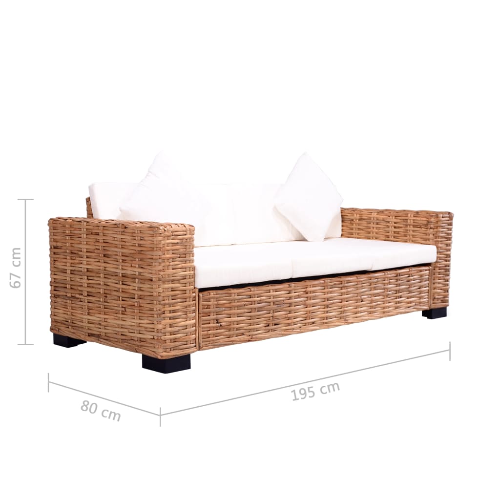 Natural rattan sofa set, 15 pieces