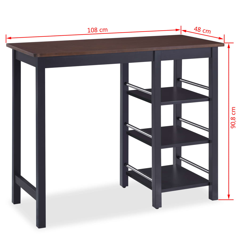 Set mobilier de bar, 3 piese, MDF, negru