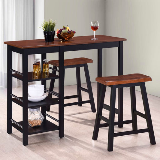 Set mobilier de bar, 3 piese, MDF, negru