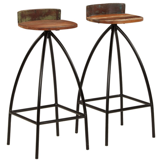 Bar stools, 2 pcs., solid recycled wood