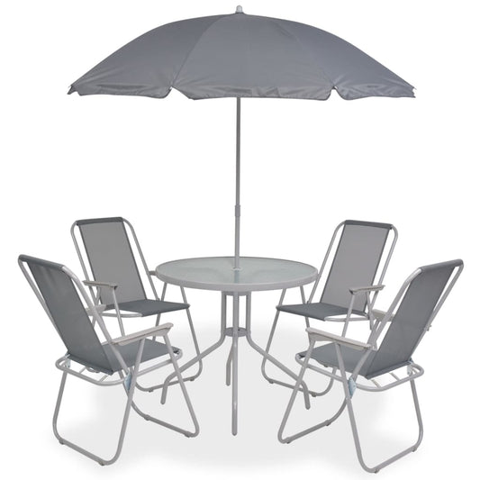 6-piece outdoor furniture set, grey, steel and textilene