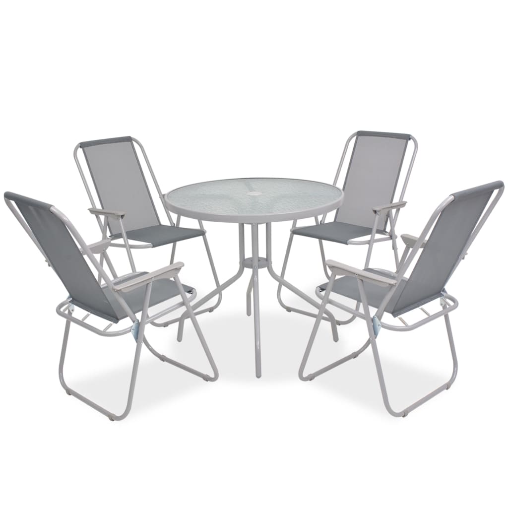 6-piece outdoor furniture set, grey, steel and textilene