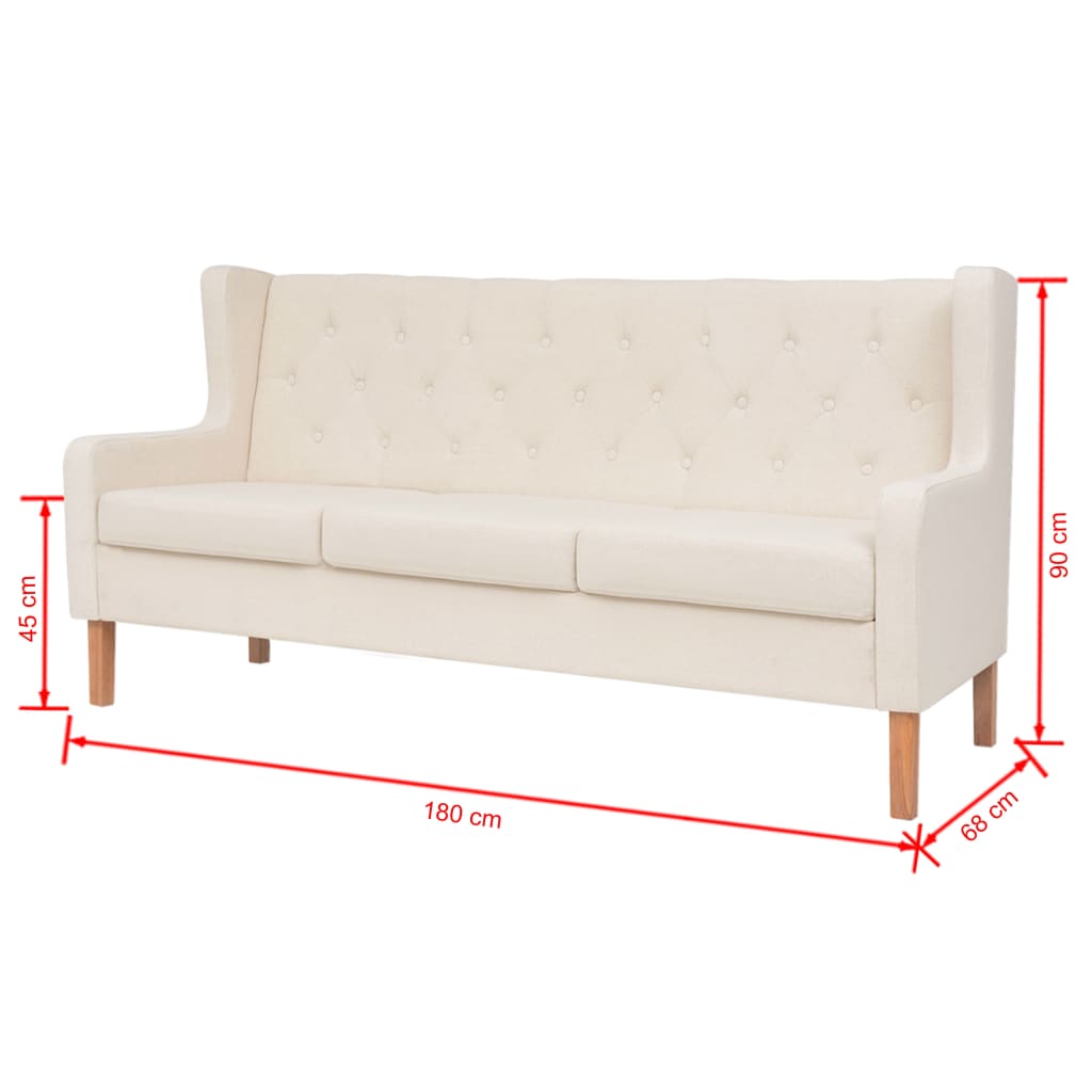 3-seater sofa, fabric, cream white