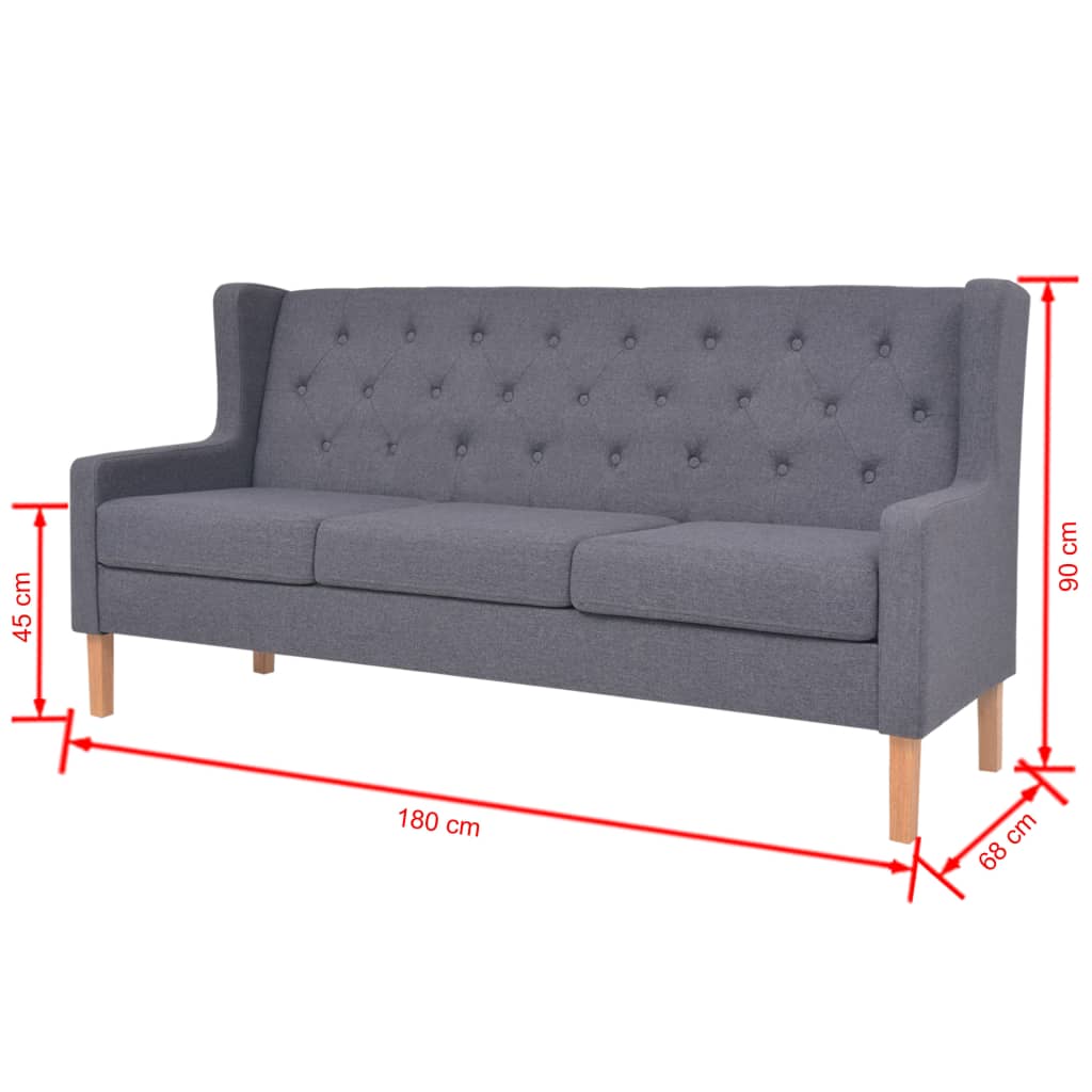 3-seater sofa, fabric, gray