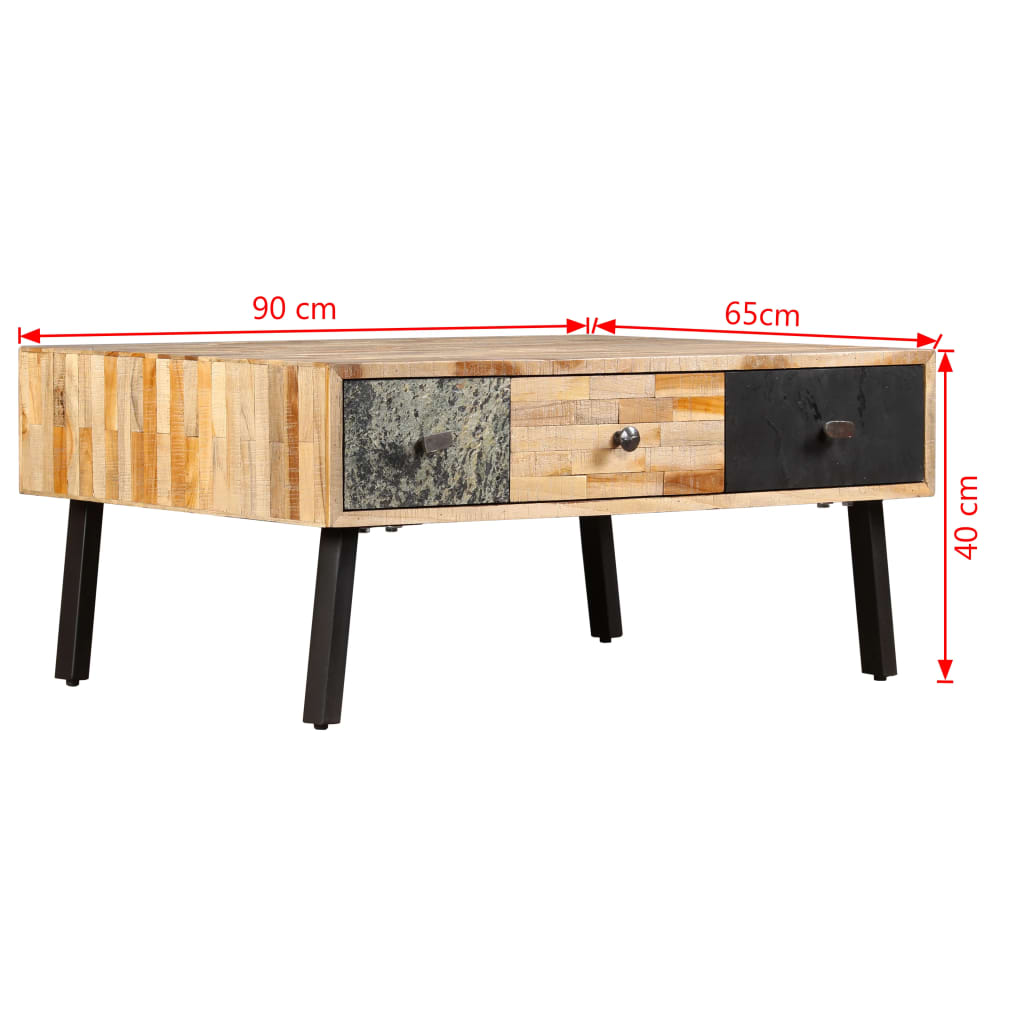 Coffee table, solid recycled teak 90x65x40 cm