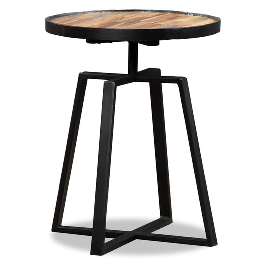 Round side table, solid recycled teak wood