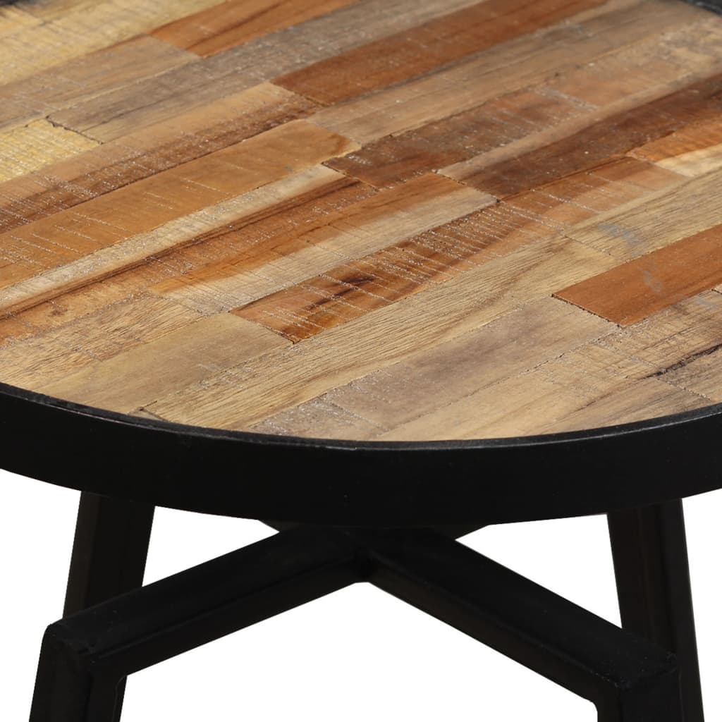 Round side table, solid recycled teak wood