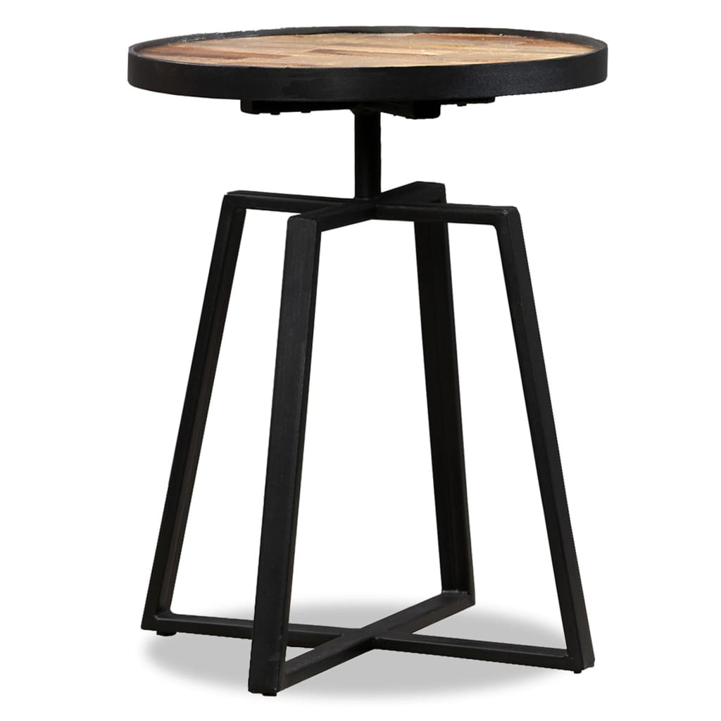 Round side table, solid recycled teak wood