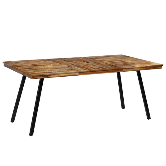 Kitchen table, solid recycled wood and steel, 180x90x76 cm