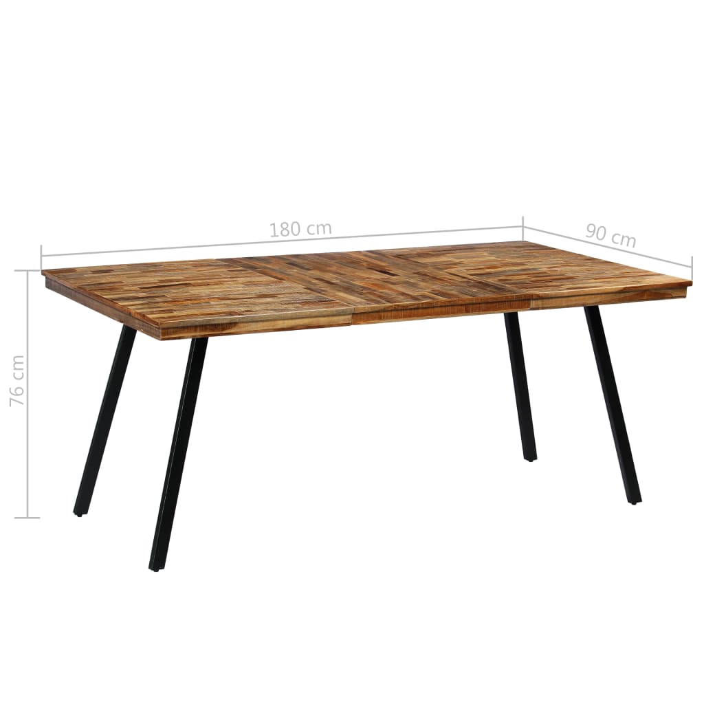 Kitchen table, solid recycled wood and steel, 180x90x76 cm