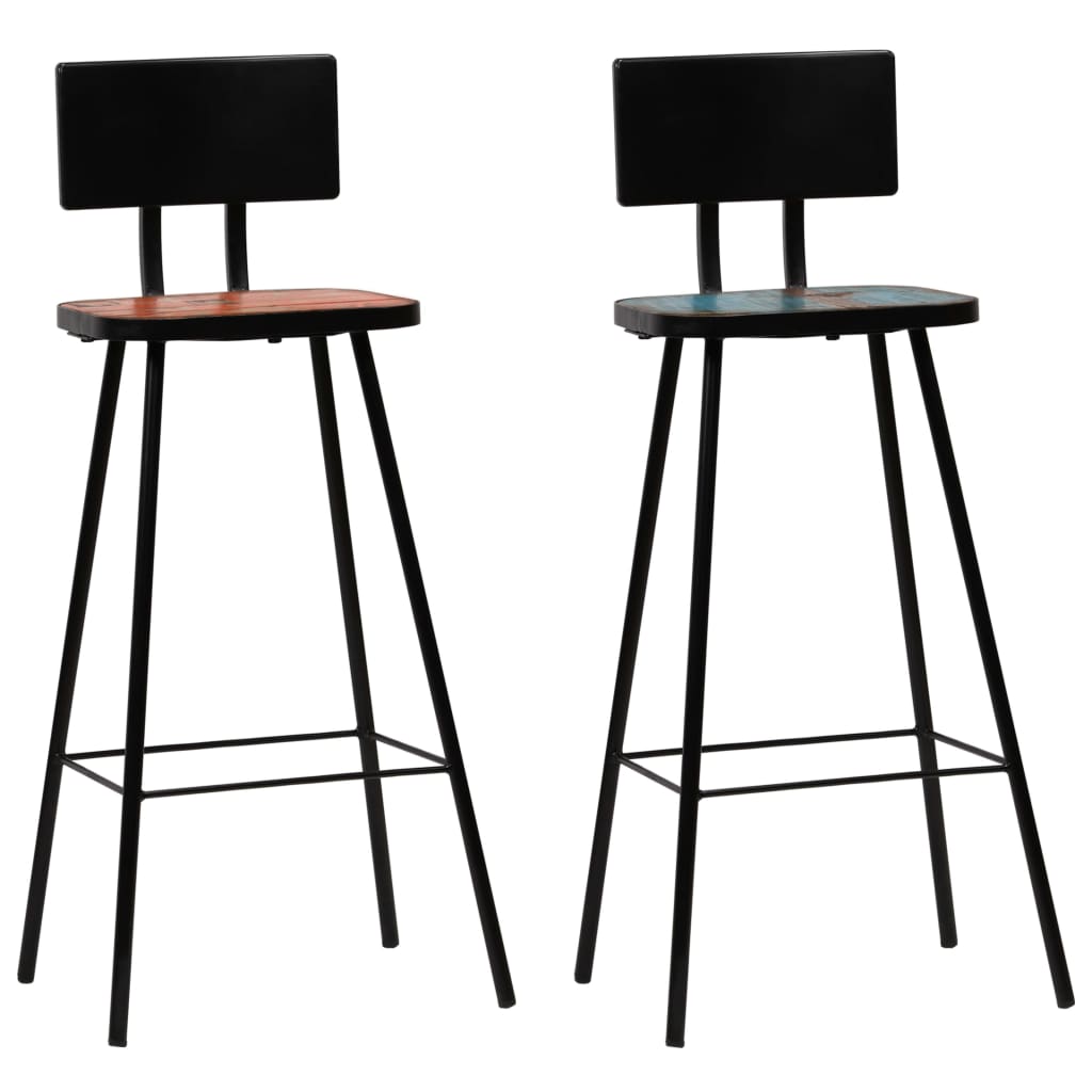 Bar stools, 2 pcs., solid recycled wood