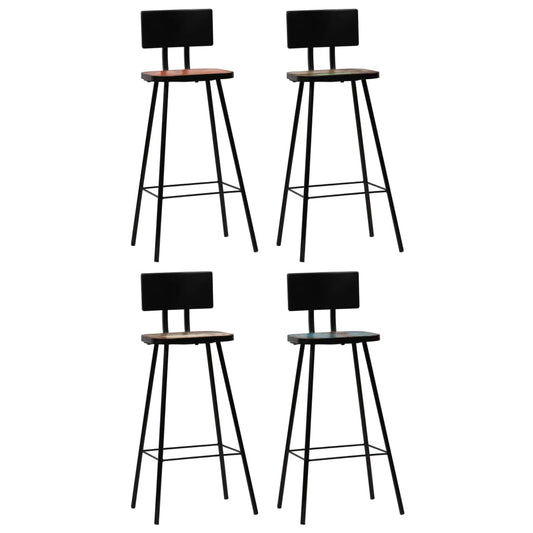 Bar stools, 4 pcs., solid recycled wood