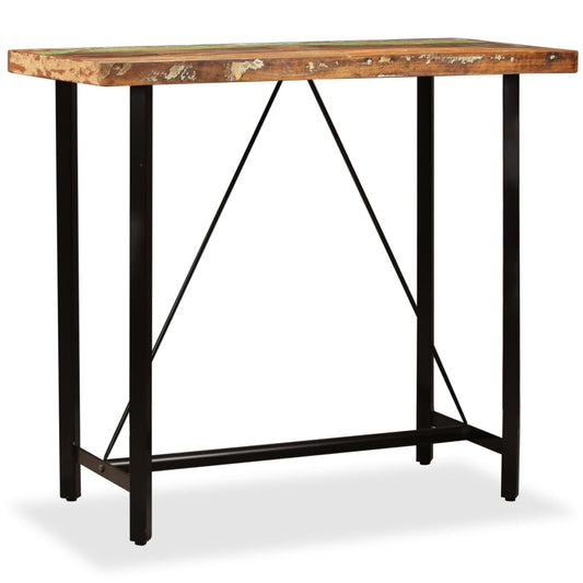 Bar table, 120 x 60 x 107 cm, solid recycled wood