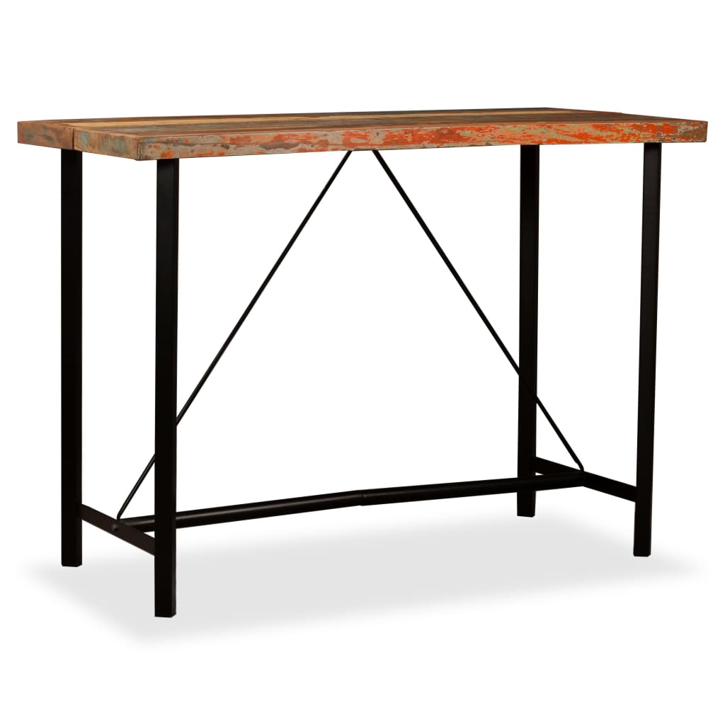 Bar table, 150 x 70 x 107 cm, solid recycled wood