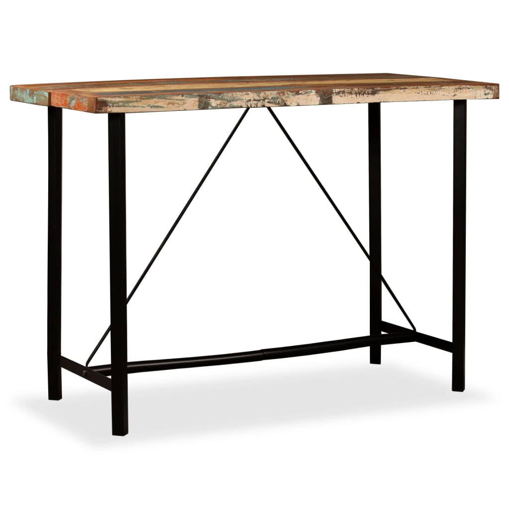 Bar table, 150 x 70 x 107 cm, solid recycled wood