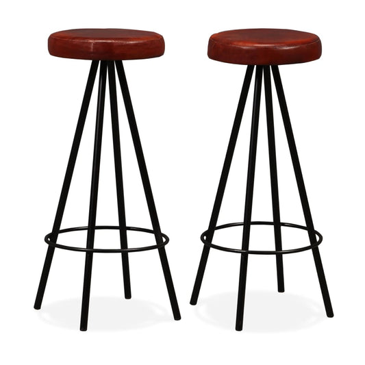 Bar stools, 2 pcs., natural leather