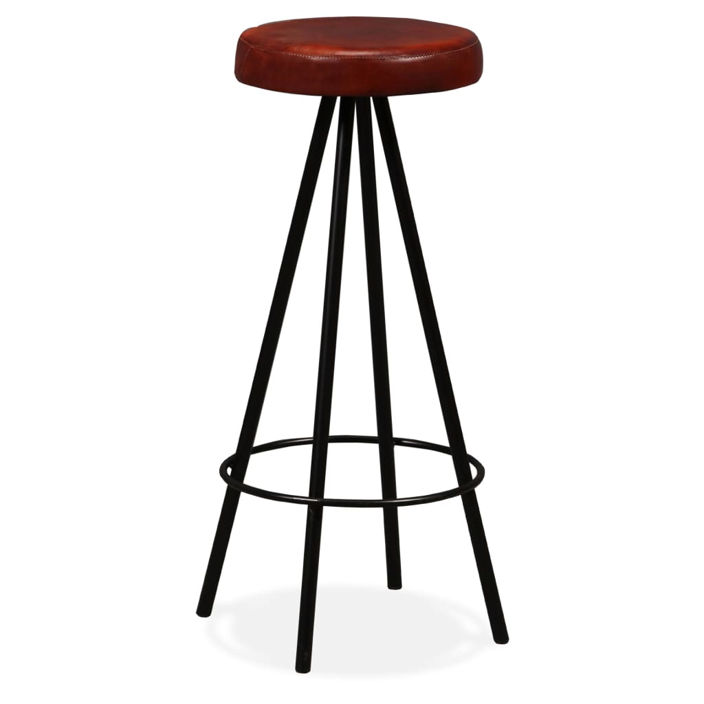 Bar stools, 4 pcs., natural leather