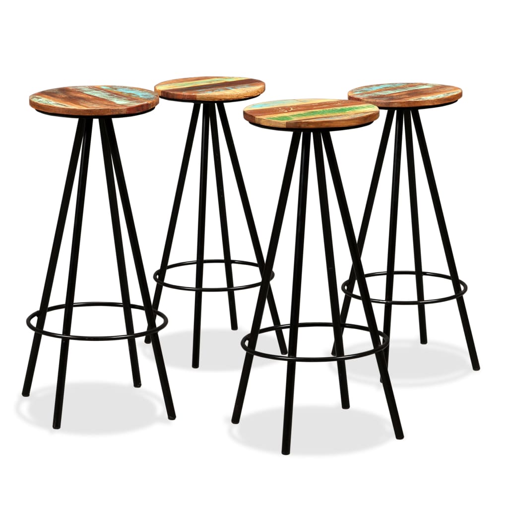 Bar stools, 4 pcs., solid recycled wood