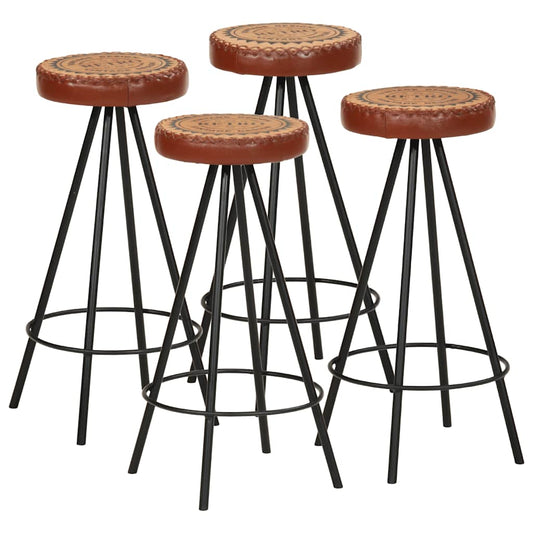 Bar stools, 4 pcs., natural leather