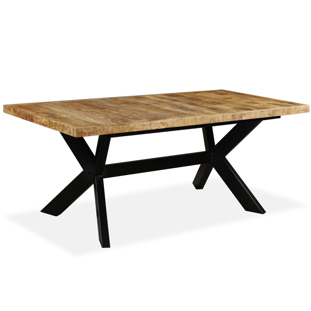 Solid mango wood and steel kitchen table 180 cm