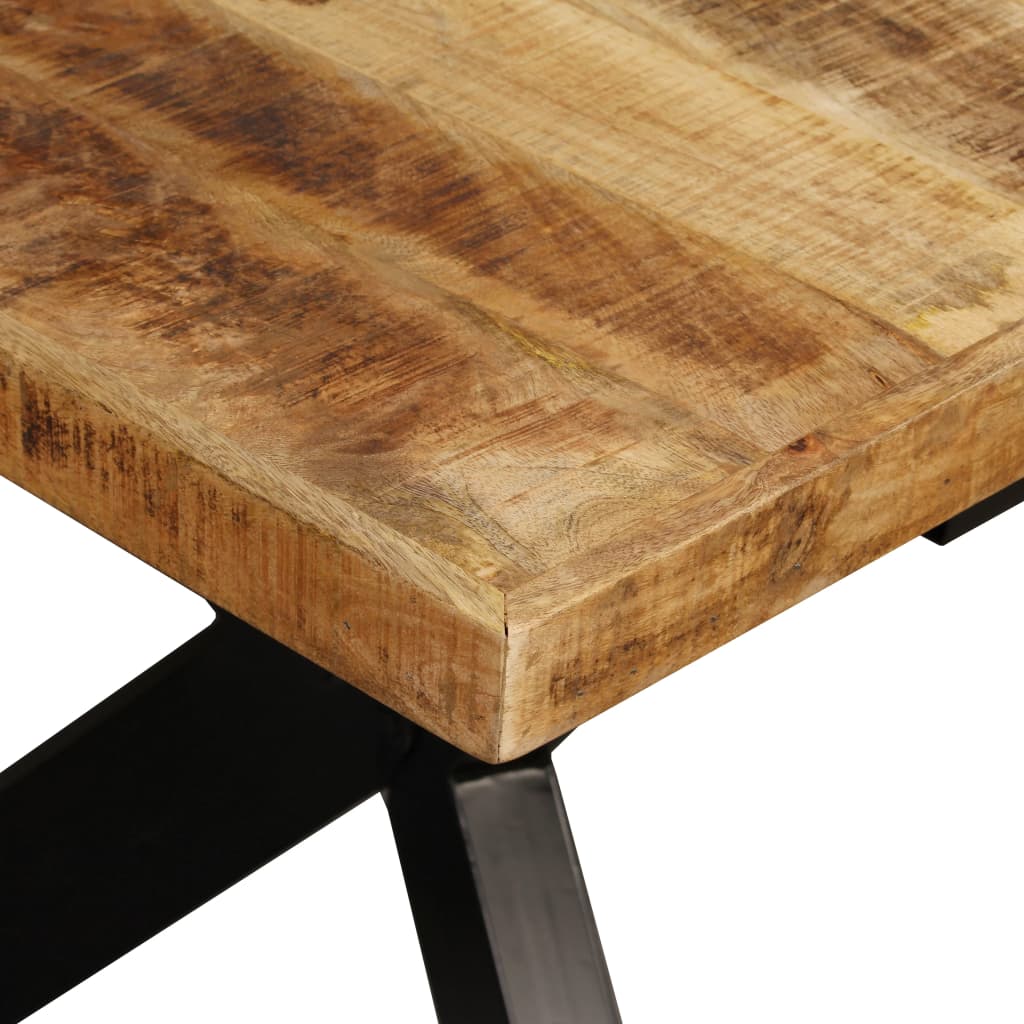 Solid mango wood and steel kitchen table 180 cm