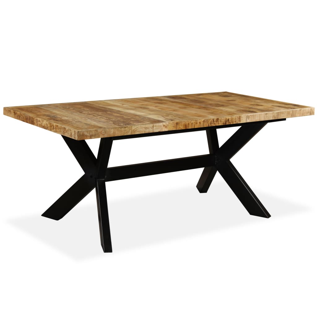 Solid mango wood and steel kitchen table 180 cm