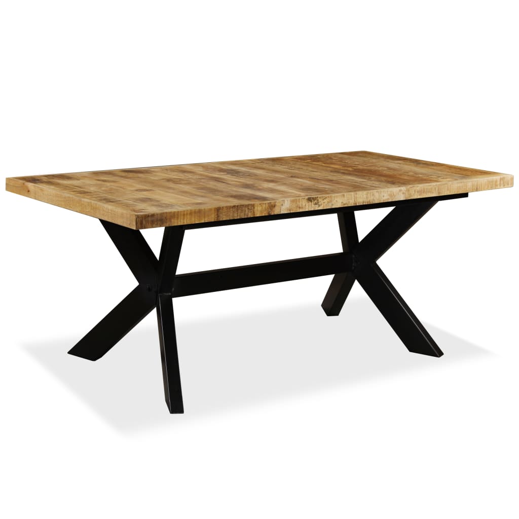 Solid mango wood and steel kitchen table 180 cm