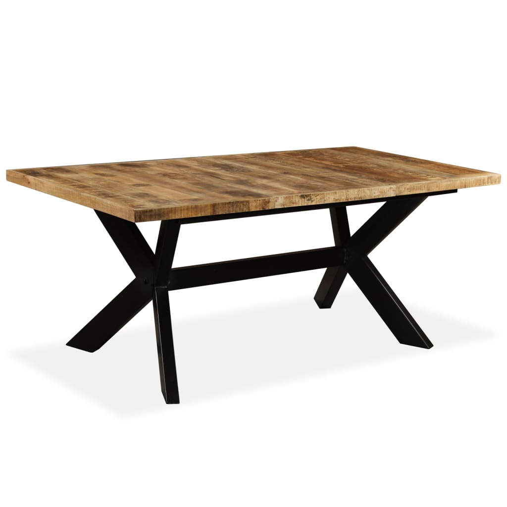 Solid mango wood and steel kitchen table 180 cm