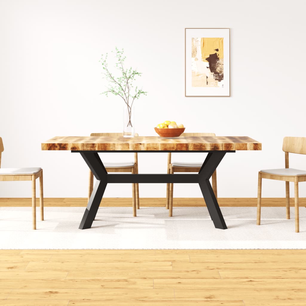 Solid mango wood and steel kitchen table 180 cm