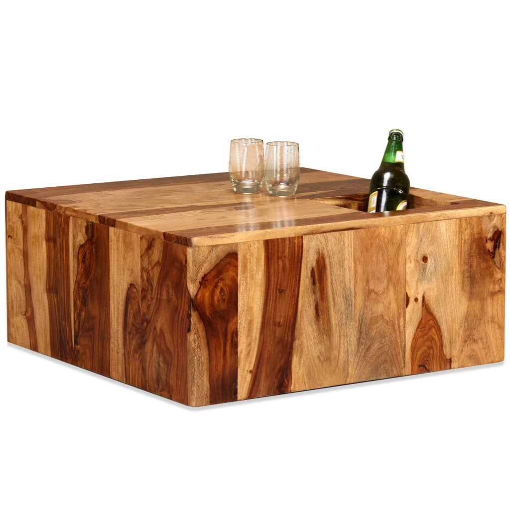 Coffee table, 70 x 70 x 30 cm, solid sheesham wood