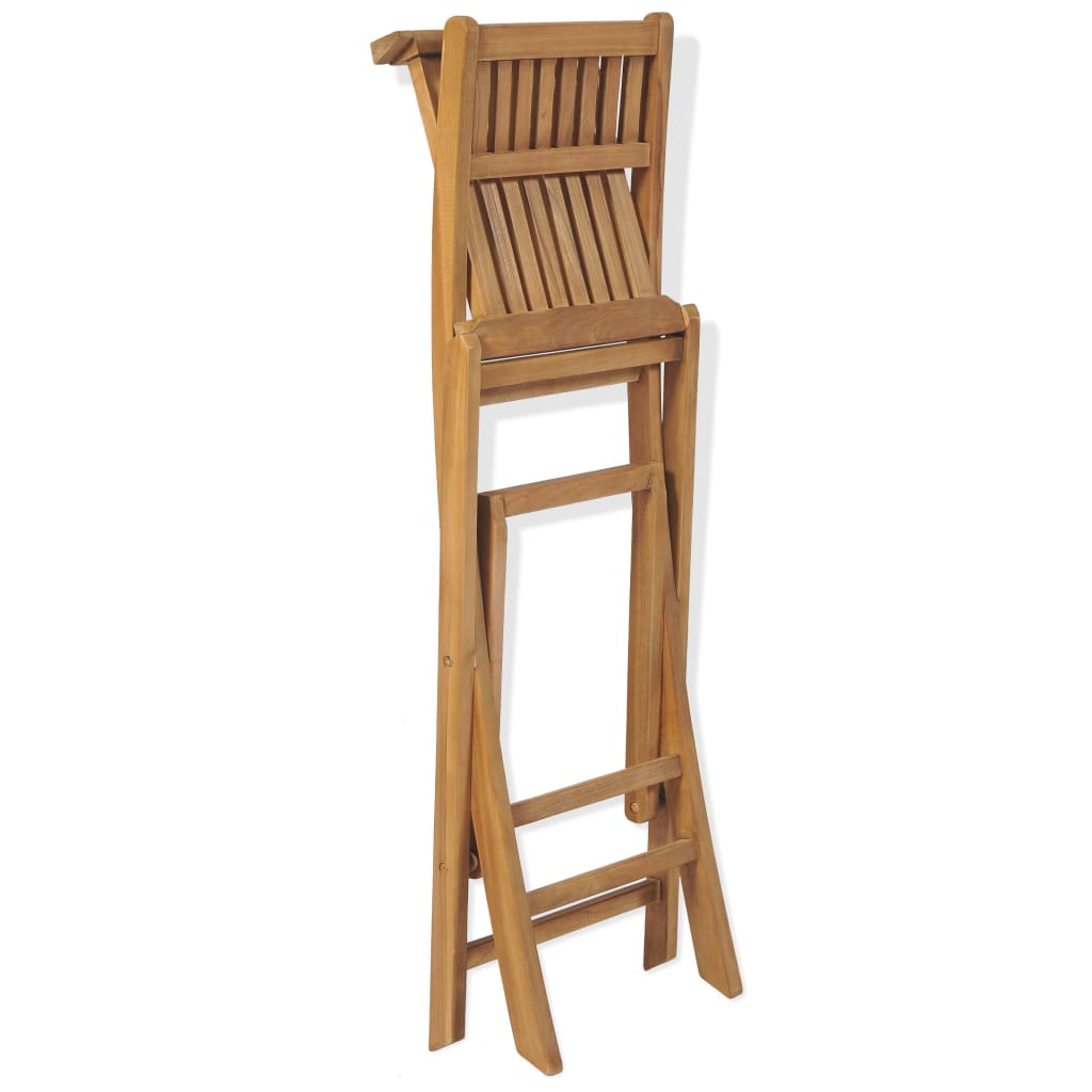 Bar set with folding chairs, 3 pieces, solid teak wood